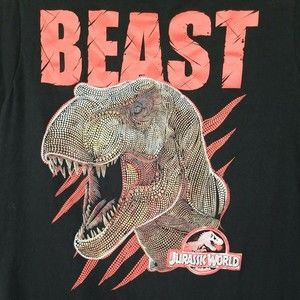 JURASSIC WORLD BEAST T-SHIRT YOUTH MEDIUM 10/12 SHORT SLEEVE CREW NECK BLACK
